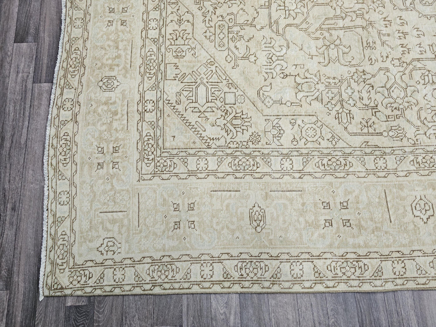 9.60x12.60 feet Geometric Vintage Neutral Heriz Area Rug Handmade