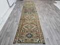 Hand Knotted Wool Runner Rug: 3x12 ft Vintage Persian Design