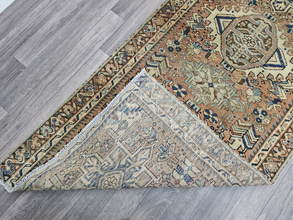 Hand Knotted Wool Runner Rug: 3x12 ft Vintage Persian Design