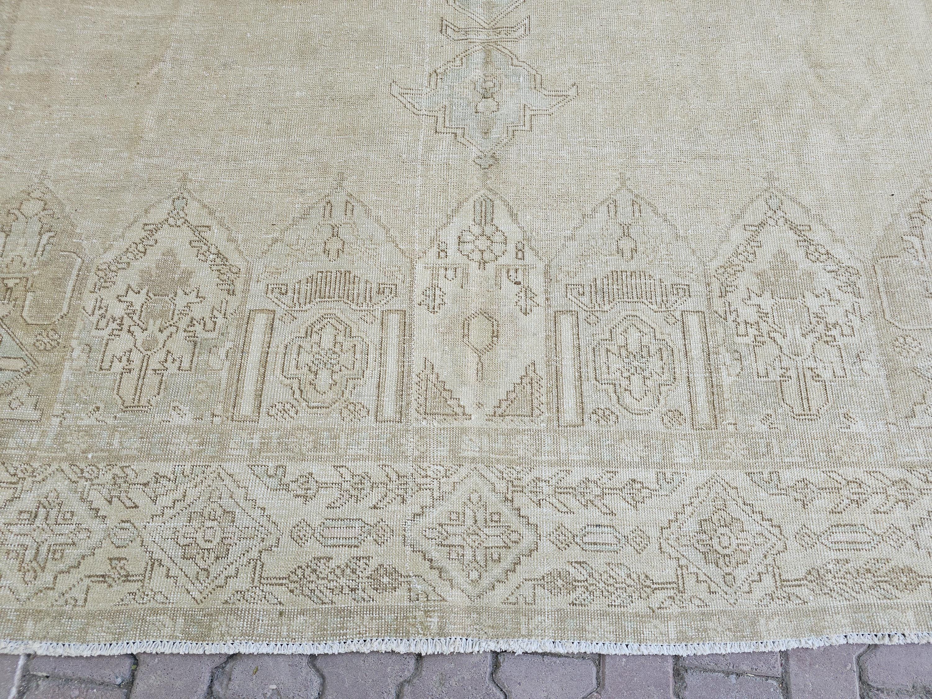 9x12 Hand-Knotted Wool Anatolian Rug: Neutral Beige & Ivory
