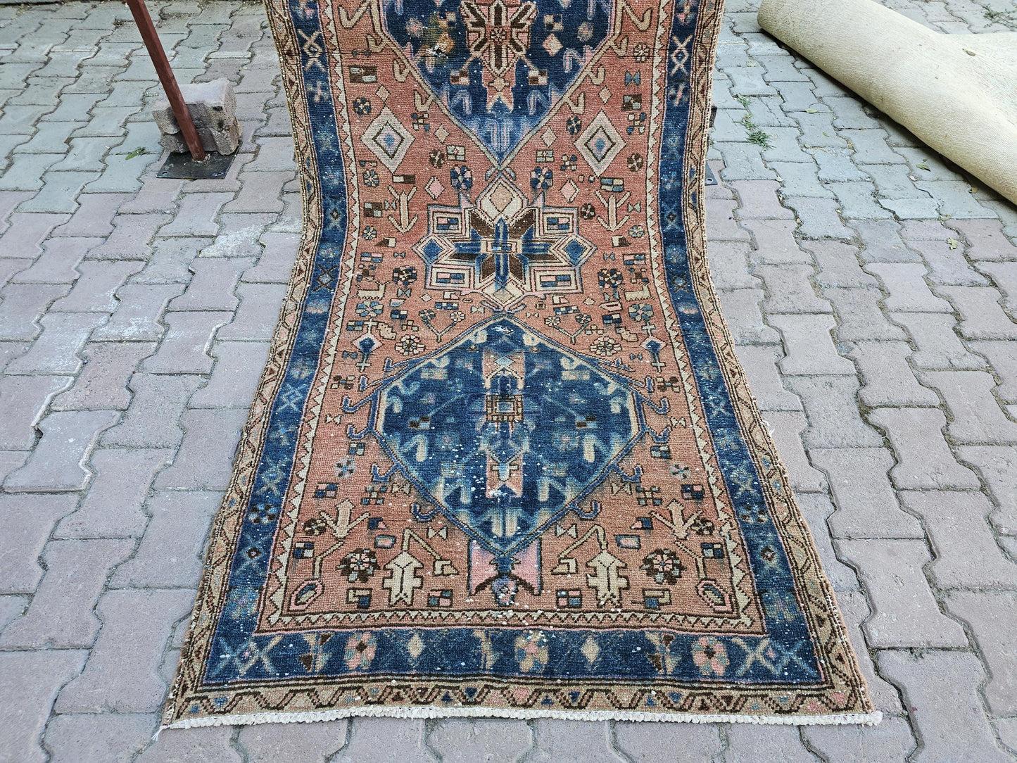 3.50x10.60 feet Wide Antique Wool Runner - Hand Knotted Traditional Runner