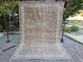 7x10 Hand-Knotted Turkish Oushak Rug: Faded Oriental Area Carpet