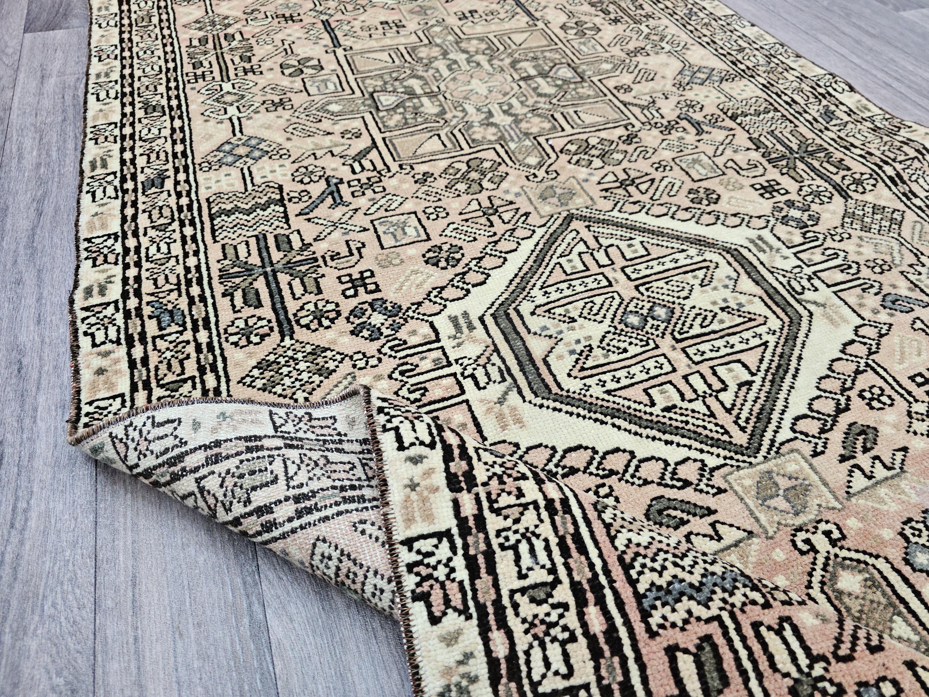 3x11 Antique Wool runner Rug - Vintage Anatolian Runner Rug: Hand-Knotted Geometric Hallway Aisle Runner Rug (3.10x10.80 feet)