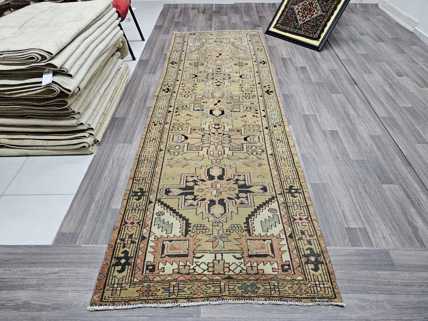 3.40x10.20 feet Classic Vintage Runner/ HandKnotted Wool Antique Runner/ Traditional Turkish Runner Rug/ Rustic Kitchen Runner Rug