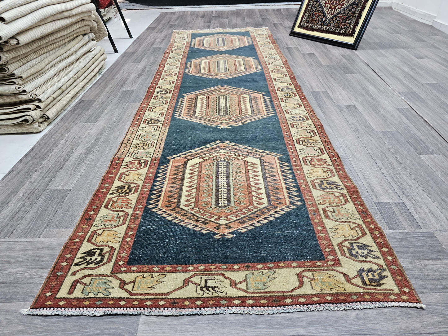 Handwoven Geometric Turkish Runner Rug