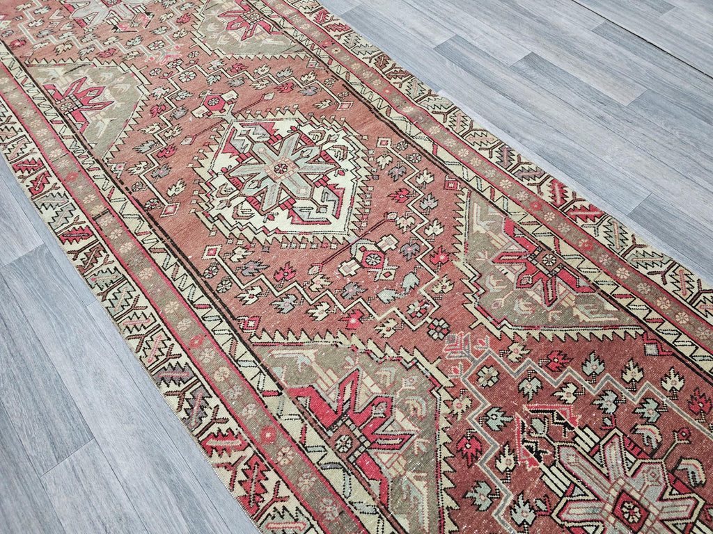 Vintage Heriz Runner 3.15x9.55 ft Handwoven Rug