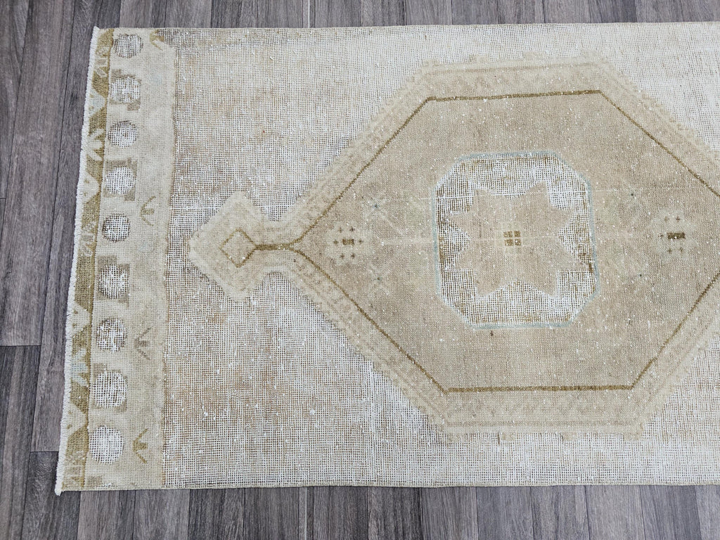 Extra Long Oushak Runner Rug: 3x14 Vintage Turkish Hallway Rug