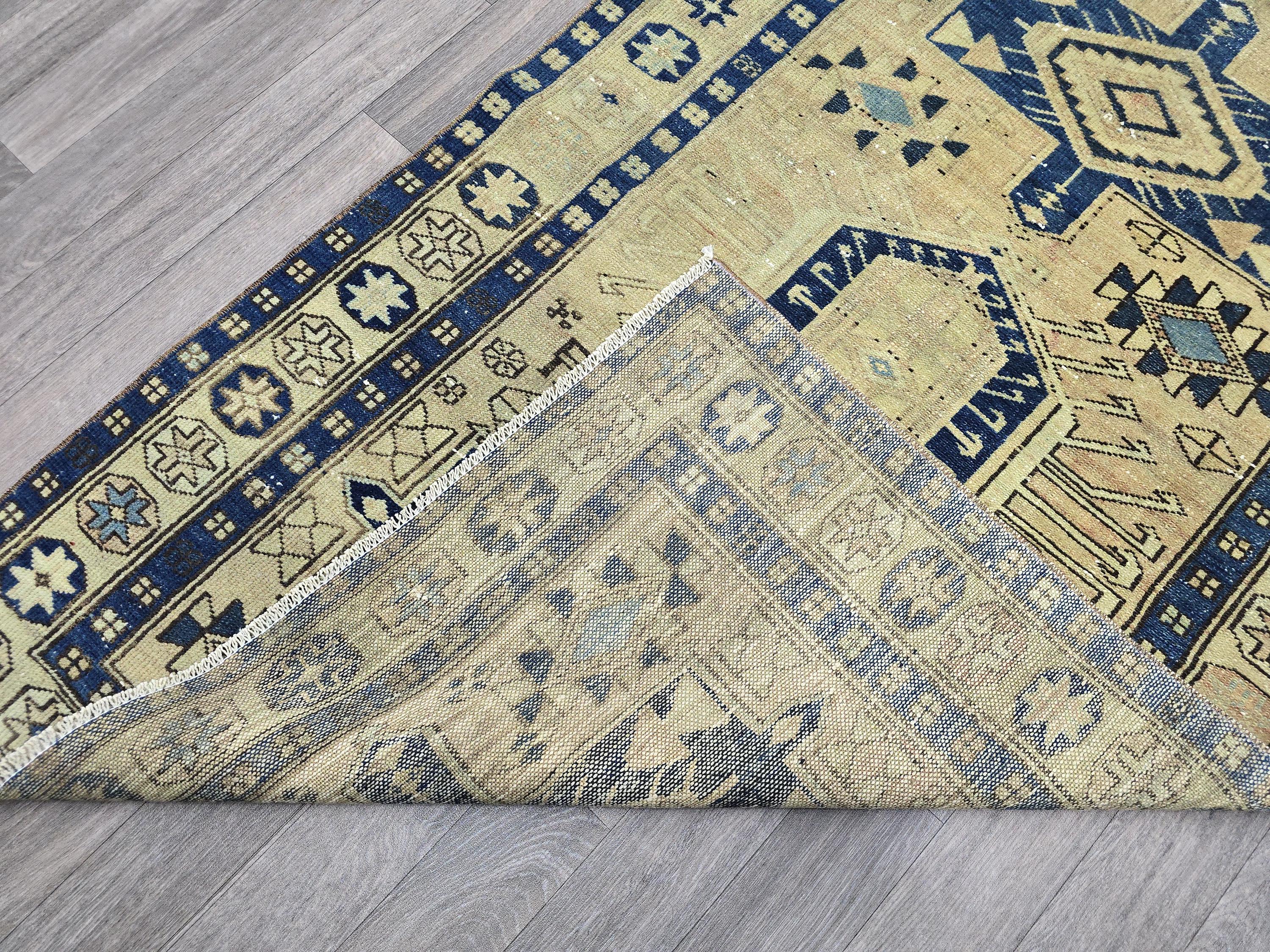 3.5x11 Vintage Oushak Runner Rug: Hand Knotted Wool Traditional Runner for Hallway Aisle Corridor (3.40x11 feet)