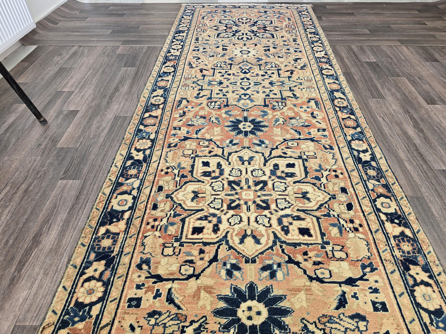 3.80x15.40 ft Long Persian Runner Rug for Stair and Hallway - Hand knotted Heriz Runner - Wool Carpet Runner - Wide and Long Vintage Runner