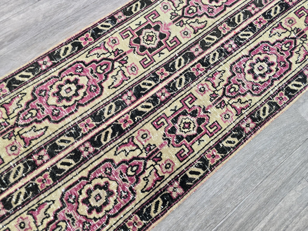 Handcrafted Wool Runner Rug: Traditional Aisle Hallway Carpet (1.80x6.70 ft)