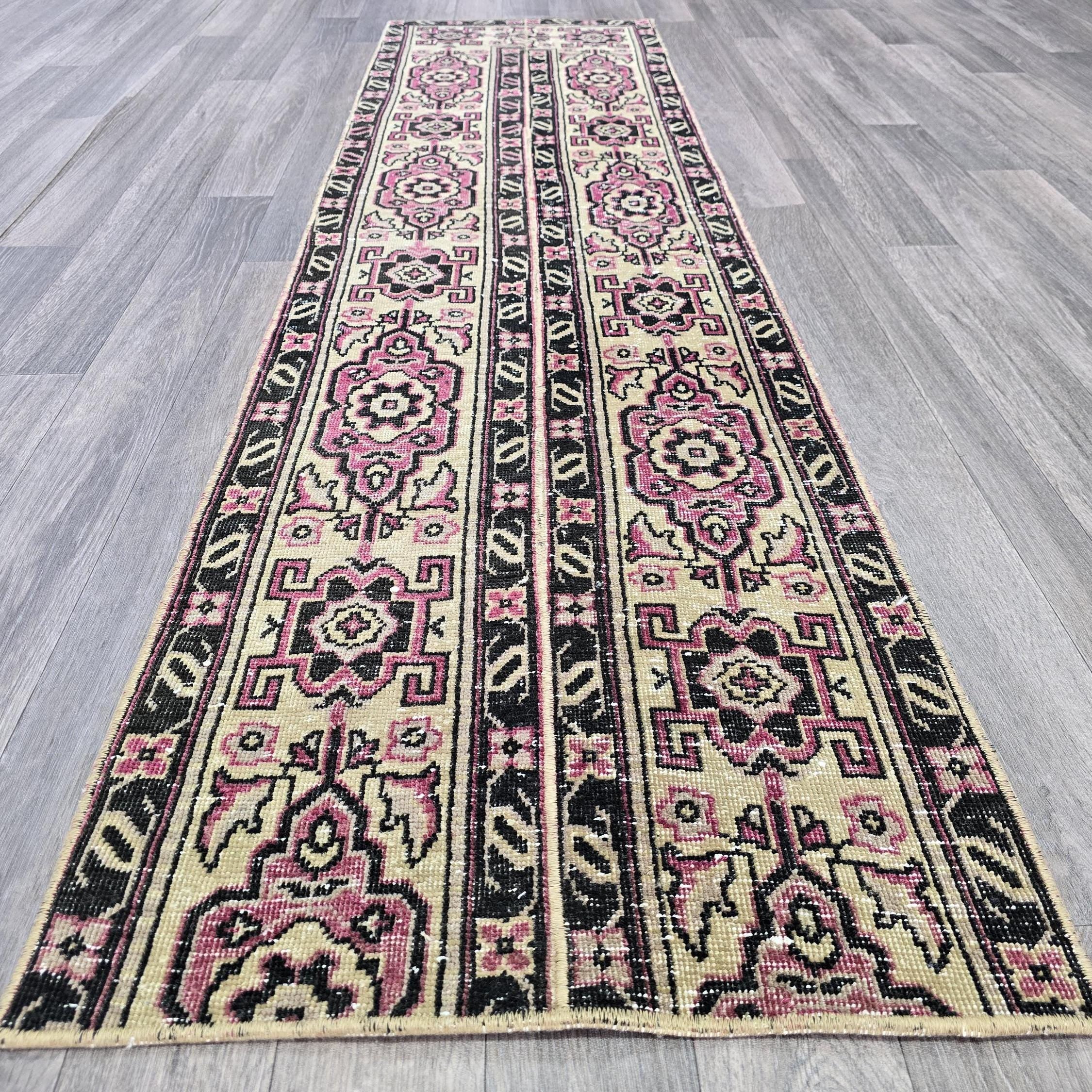 Handcrafted Wool Runner Rug: Traditional Aisle Hallway Carpet (1.80x6.70 ft)