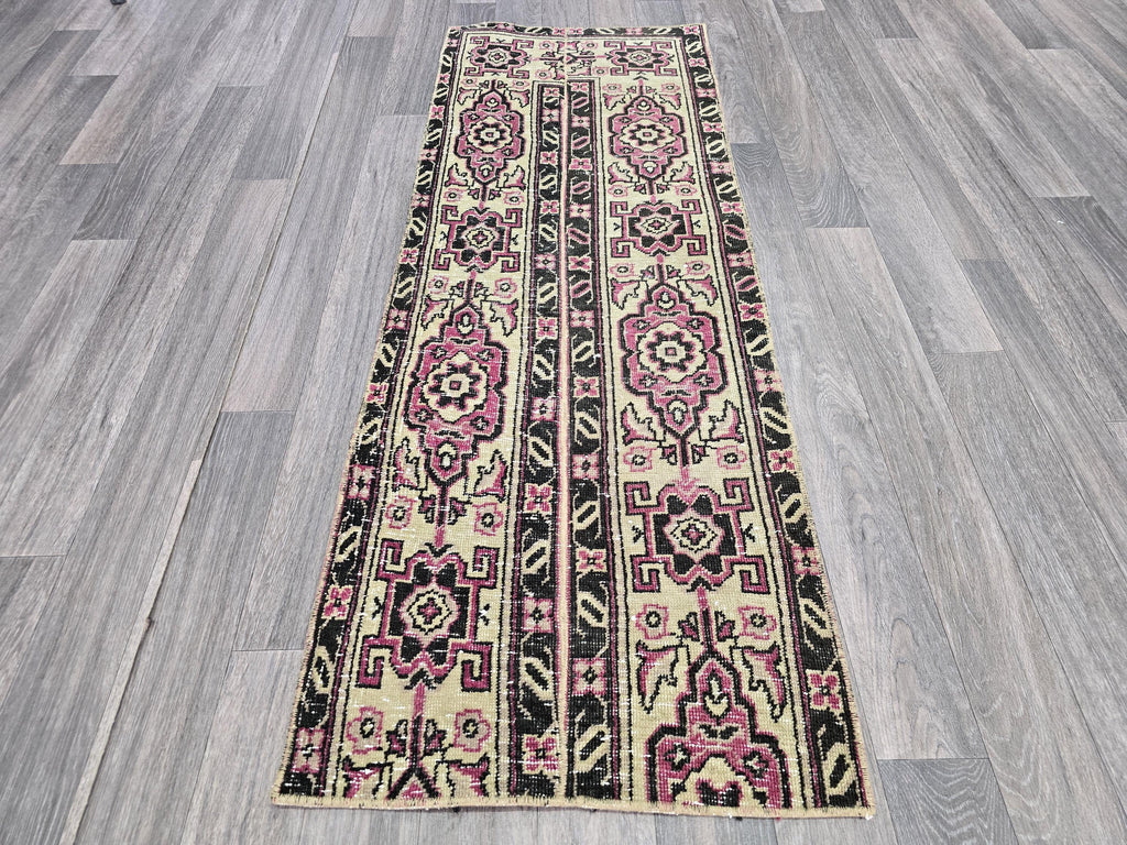 Vintage Patchwork Wool Runner Rug: Handcrafted Traditional Aisle Rug (2x5 ft)