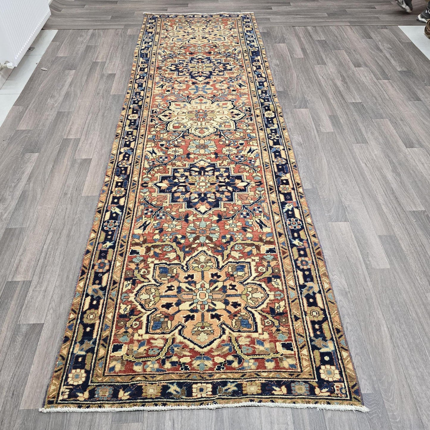 Vintage Runner - 3.35x11.30 feet - Hand Knotted Oriental Turkish Rug Runner for Hallway and Kitchen - Authentic Persian Runner