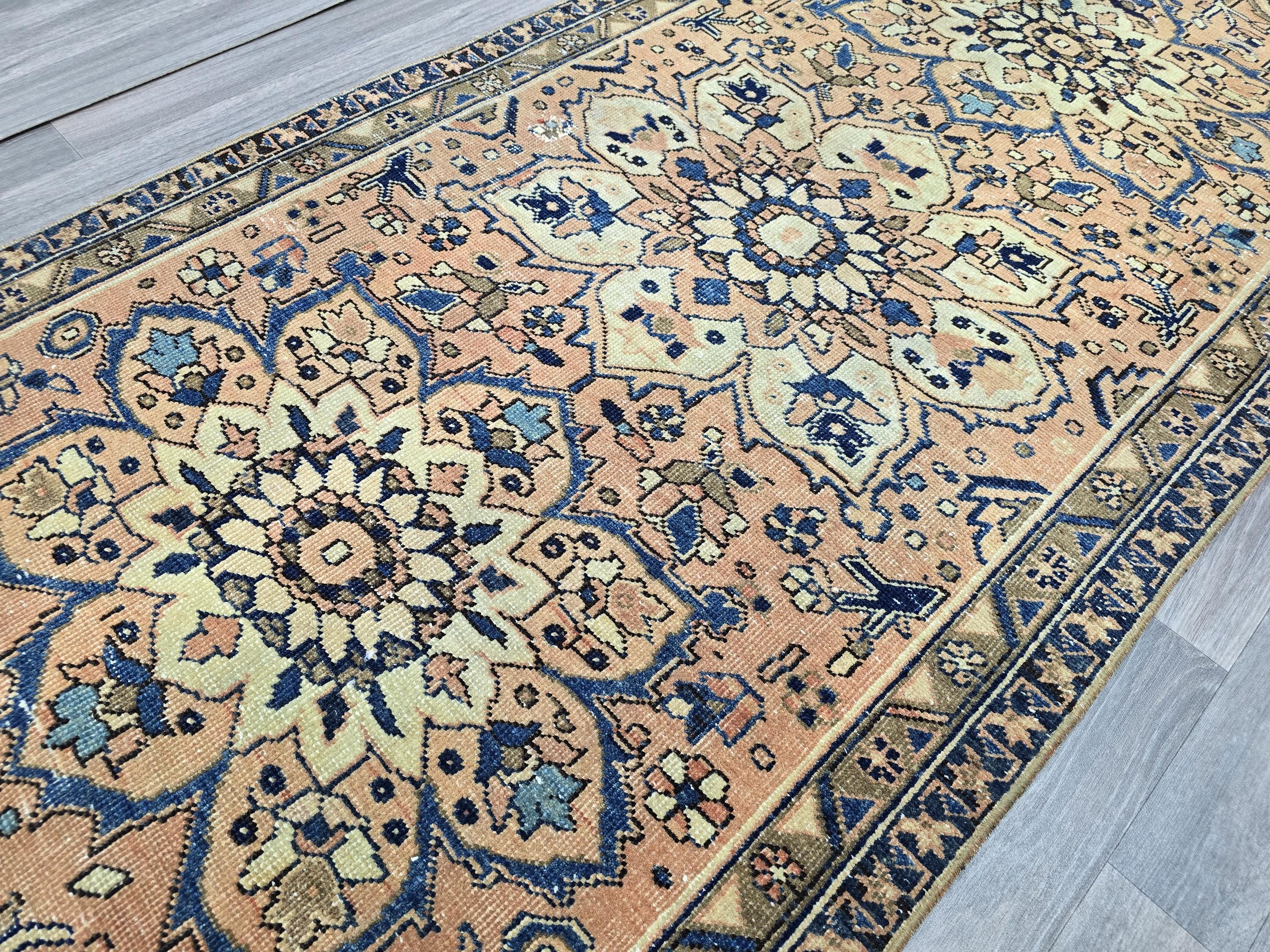Hand Knotted Vintage Runner (3.40x10 ft): Traditional Pastel Hallway Rug