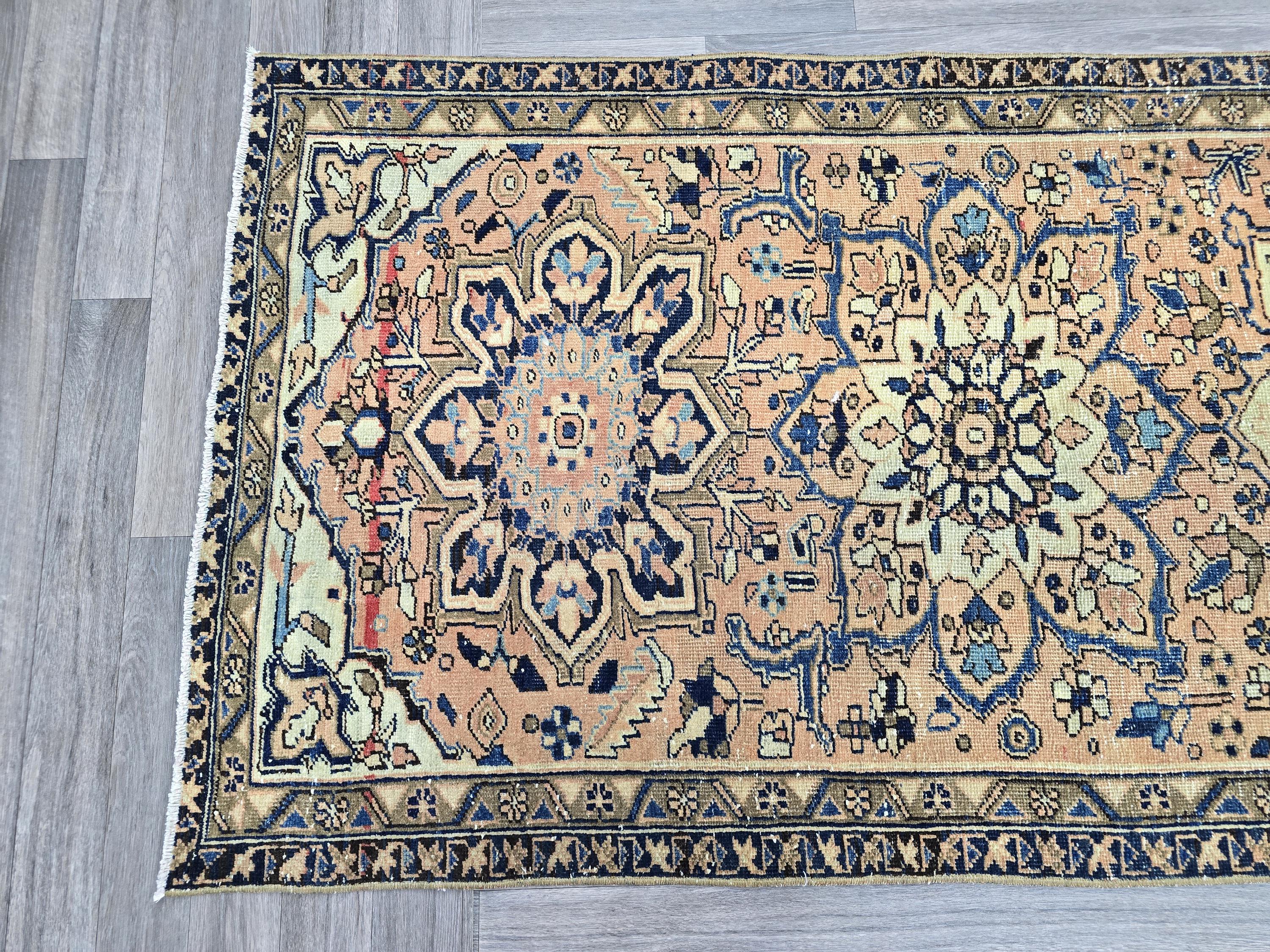 Hand Knotted Vintage Runner (3.40x10 ft): Traditional Pastel Hallway Rug