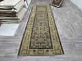 Handknotted Wool Turkish Runner Rug: Vintage Kitchen Rug (3.30x11.25 feet)