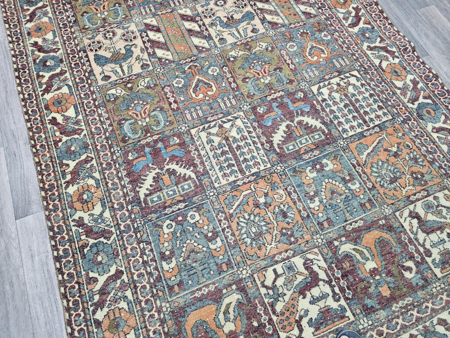 Hand Knotted Traditional Antique Rug Animal Design 5x10