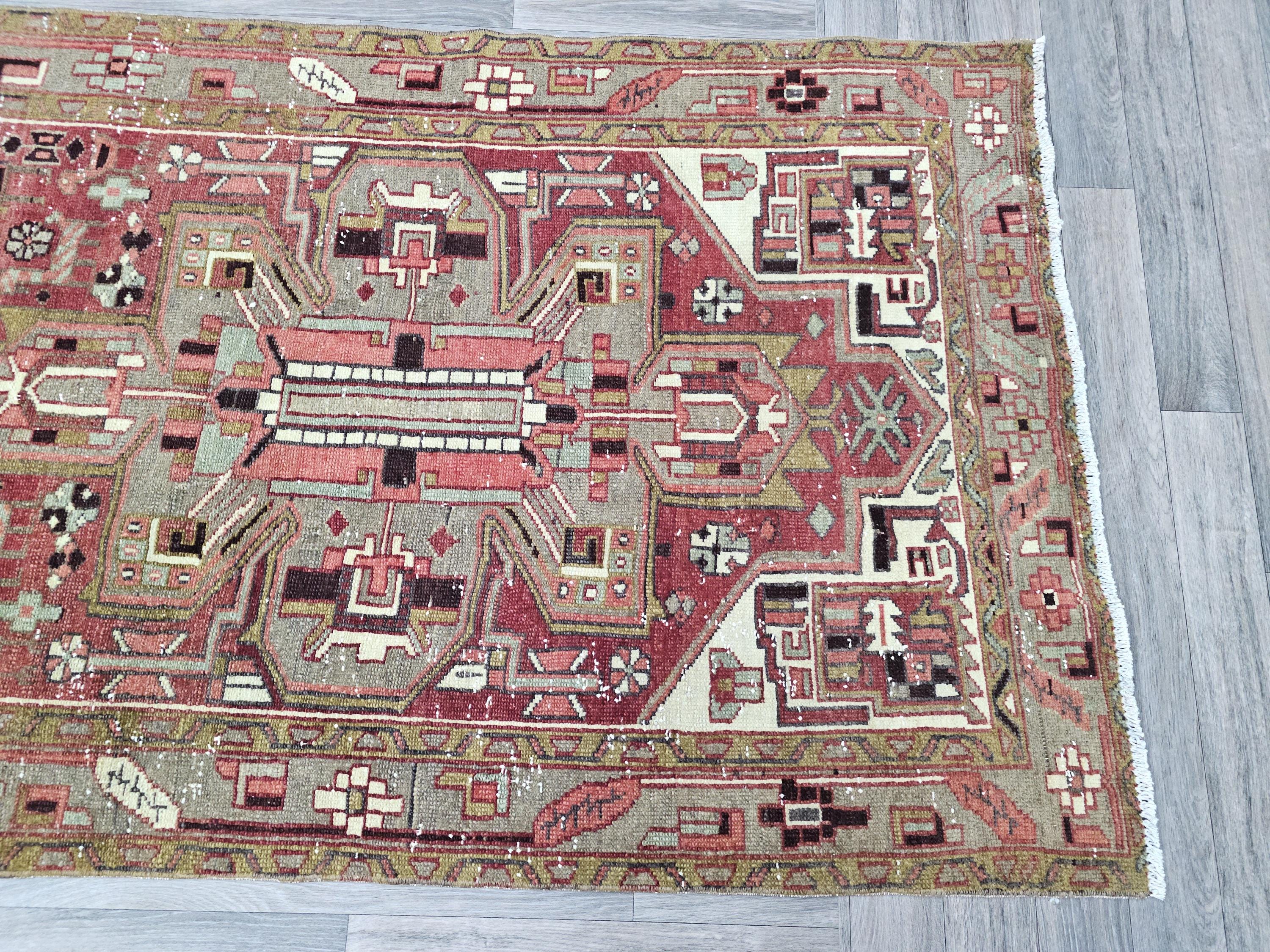 Hand Knotted Wool Runner: 3.5x11 Vintage Turkish Oushak Rug