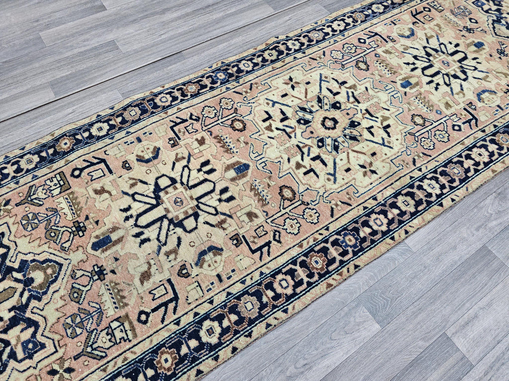 Hand-Knotted Wool Runner Rug: Vintage Turkish Entryway Rug (3.20x10.75 feet)