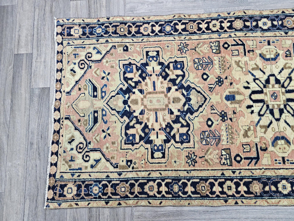 Hand-Knotted Wool Runner Rug: Vintage Turkish Entryway Rug (3.20x10.75 feet)