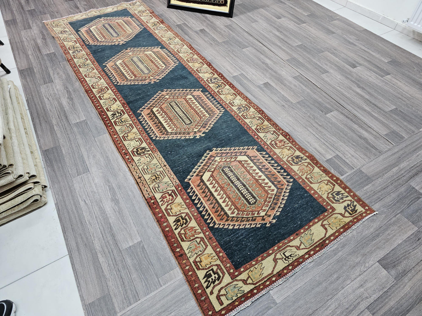 Handwoven Geometric Turkish Runner Rug