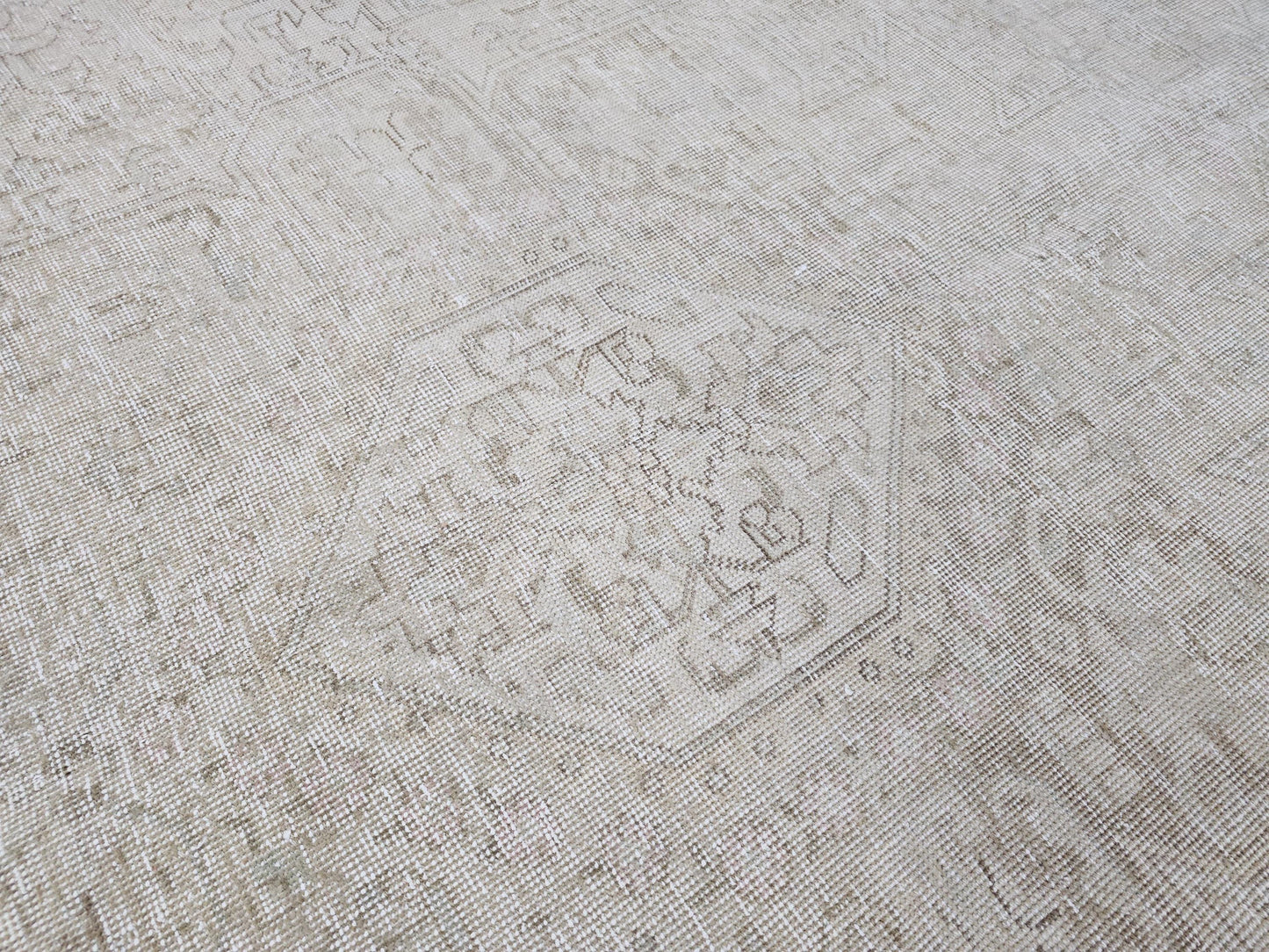 9x12 Heriz Rug, Neutral Vintage Rug, Antique Oriental Wool Rug, Living Room Rug, Large Area Rug, Dining Room Rug, Geometric Rug