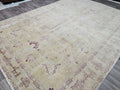 Hand Knotted 9x12 Wool Heriz Rug: Neutral Beige Brown Persian Carpet