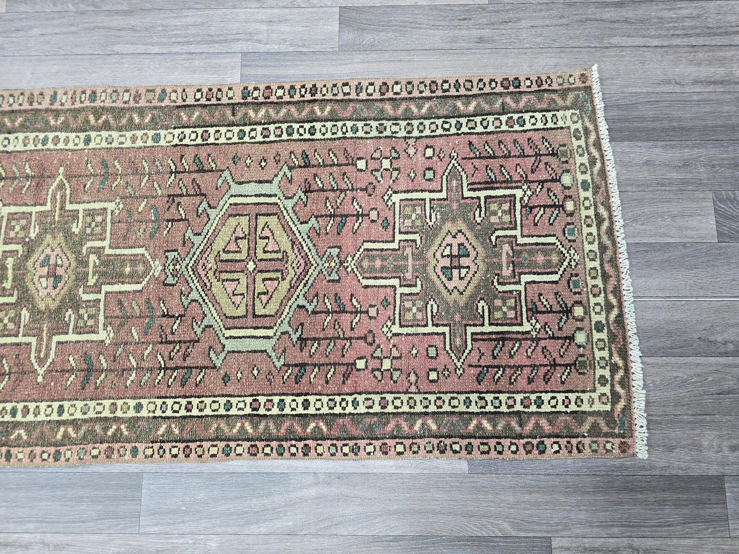 Narrow and Long Classic Vintage Runner/ 2.40x13.60 feet / Handmade Geometric Oriental Turkish Runner Rug