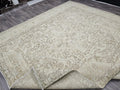 9.5x12.5 Vintage Oushak Rug: Hand-Knotted Distressed Wool