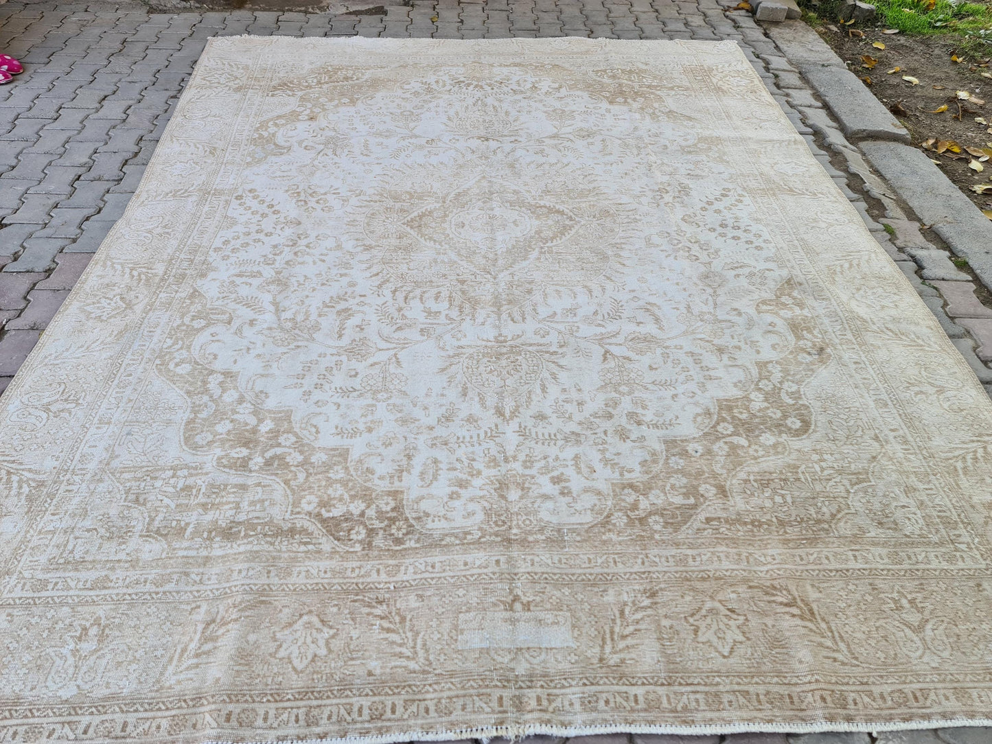 9x12 Neutral Authentic Vintage Area Rug for Livingroom and Bedroom