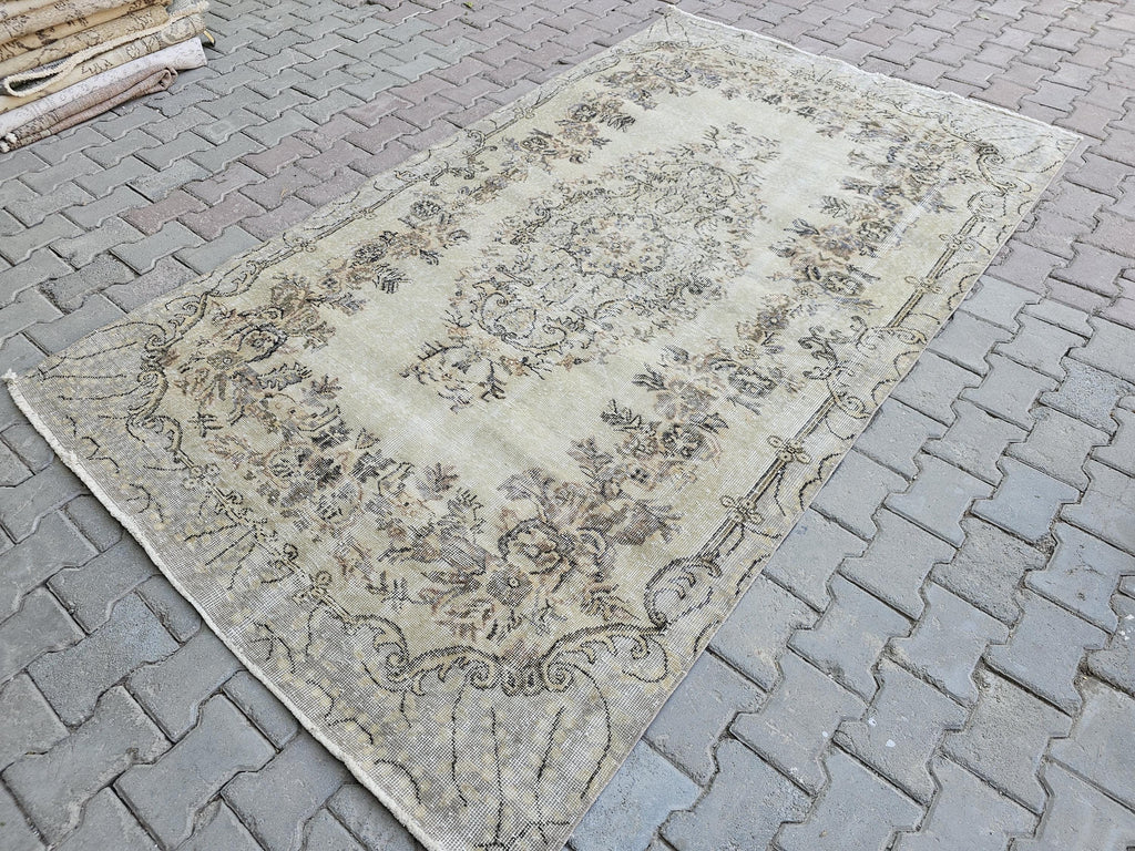 5x9 Vintage Turkish Rug Hand Knotted Wool Area Rug