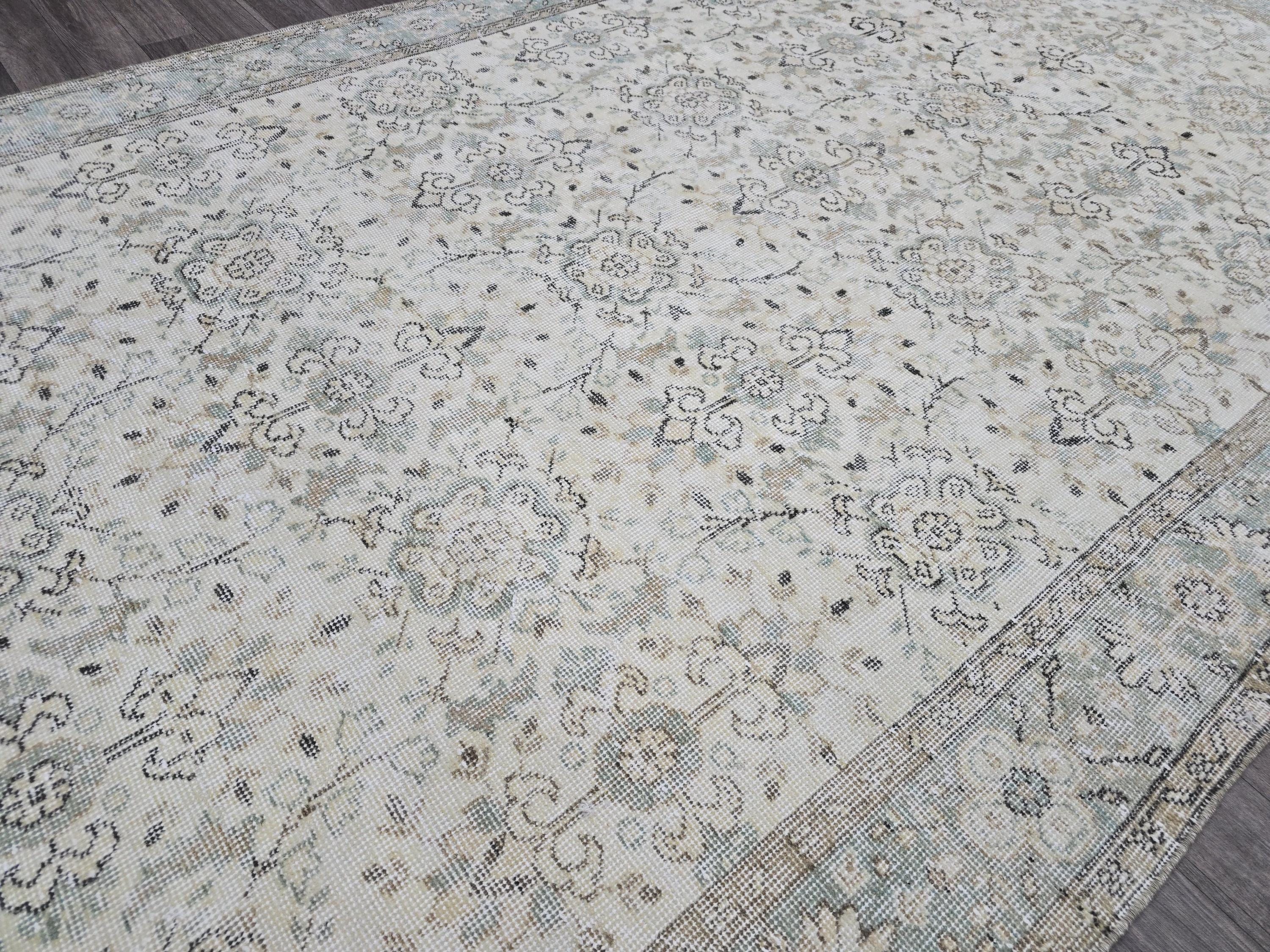 Neutral Oushak Rug: Hand-Knotted Wool Anatolian Area Rug (5.60x9.5 ft)