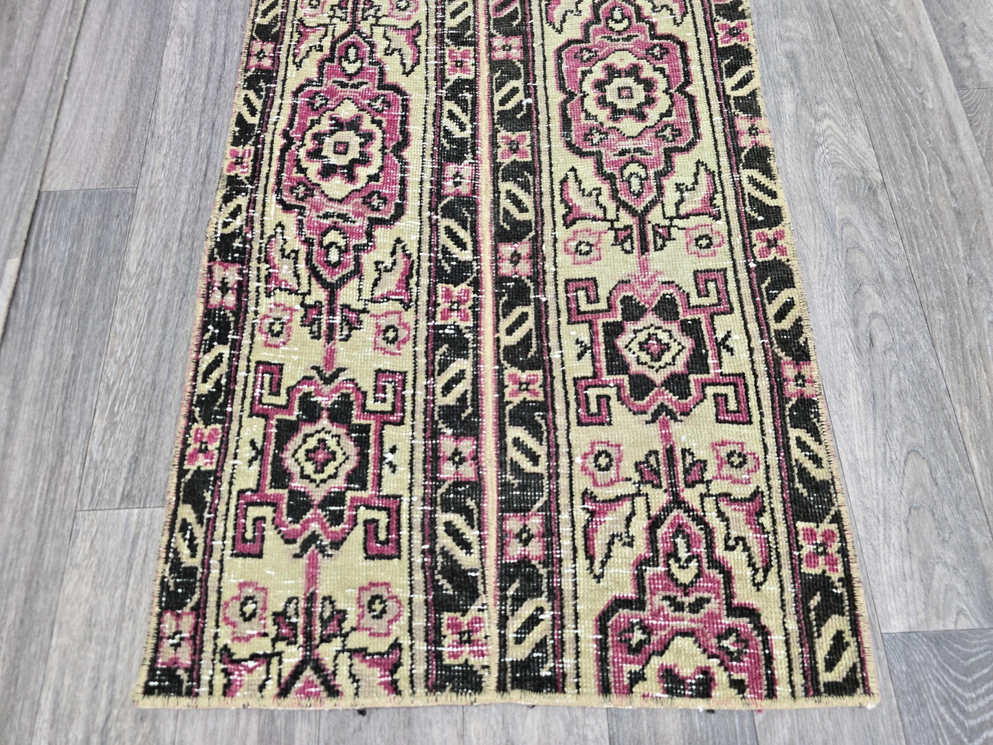 2x5 Short Persian Design Runner Rug - Wool Traditional Runner - Red Vintage Runner