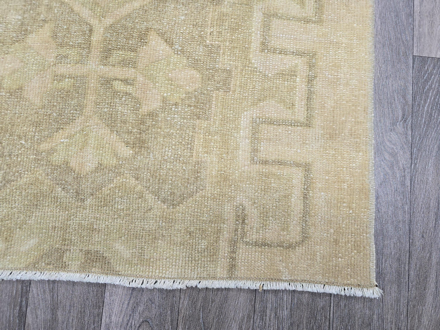 2.25x2.60 feet Neutral Vintage Turkish doormat, wool Vintage Bathmat