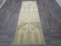 Hand Knotted Wool Runner: 3x7 Vintage Turkish Oushak Hallway Rug