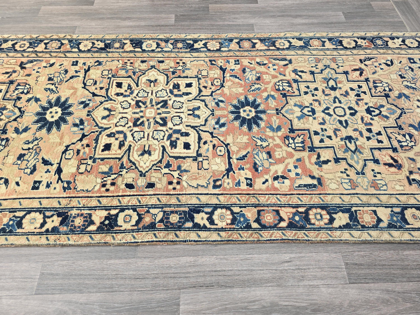 3.80x15.40 ft Long Persian Runner Rug for Stair and Hallway - Hand knotted Heriz Runner - Wool Carpet Runner - Wide and Long Vintage Runner