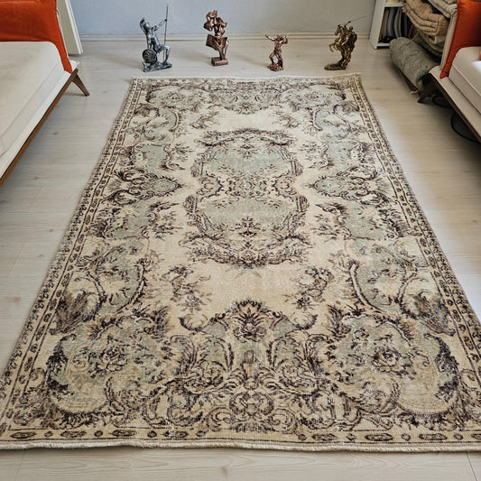 5x8 Handmade Turkish Oushak Rug  | Vintage Wool Oushak Carpet | Elegant Bohemian Area Rug | Traditional Turkish Decor