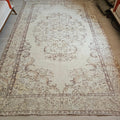Vintage Turkish Wool Area Rug (6.1x9.5 ft): Neutral Bohemian Carpet