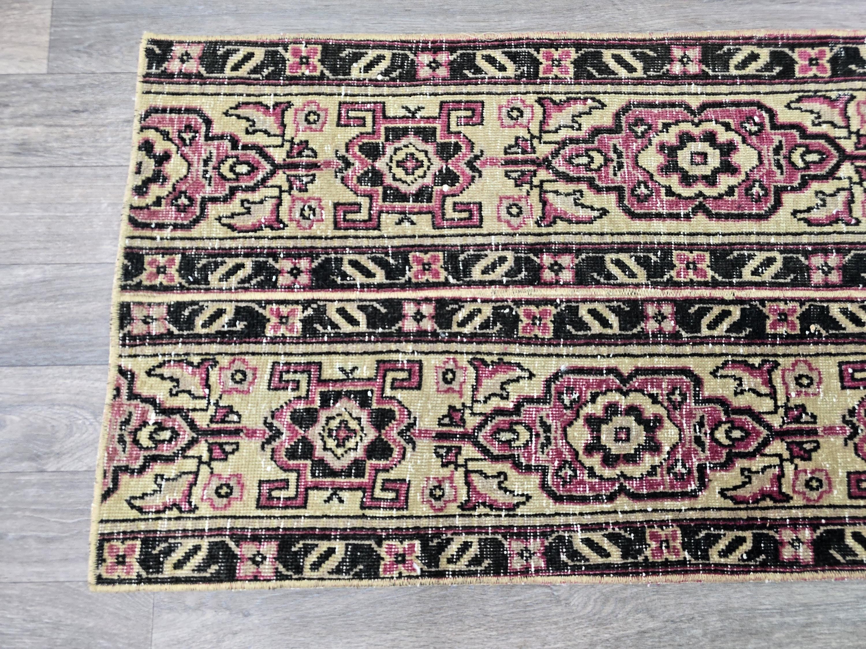 Handcrafted Wool Runner Rug: Traditional Aisle Hallway Carpet (1.80x6.70 ft)