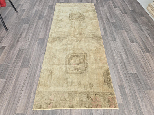 Vintage Turkish Oushak Runner Rug, 2.6' x 6.7', Neutral Tones