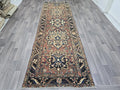 Antique Heriz Wool Runner: Hand-Knotted Pastel Hallway Rug (3.4' x 10.8')