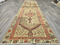 Vintage Heriz Runner Rug: Hand-Knotted Pastel Geometric Hallway Rug