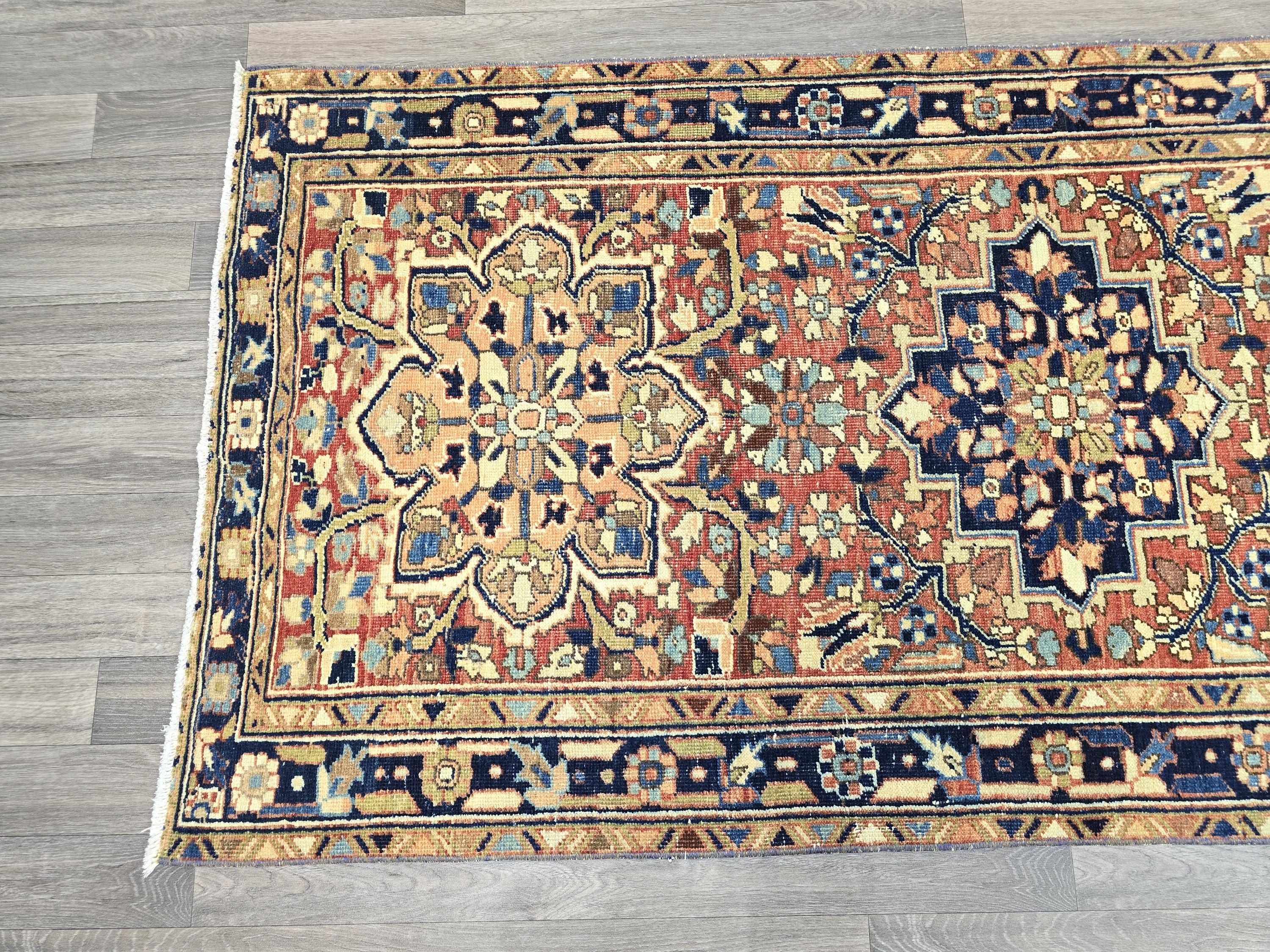 Vintage Hand Knotted Turkish Runner Rug: Oriental Hallway Decor (3.35x11.30 ft)