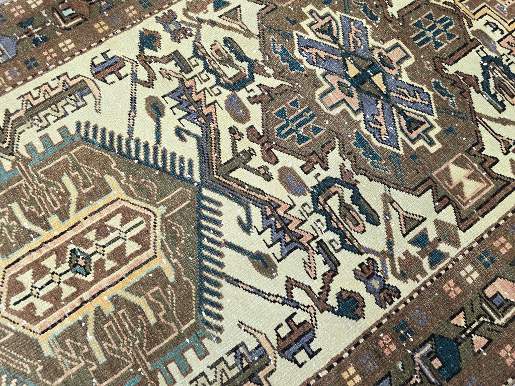 Handmade Wool Oushak Runner Rug: Vintage Turkish Hallway Carpet (4x10)