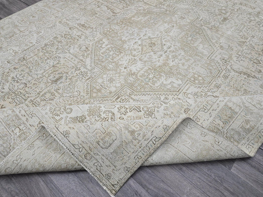 10x13 Oversize Vintage Neutral Area Rug Handmade Oushak Carpet Beige/Tan Brown Livingroom Rug // 9.70x12.60 feet