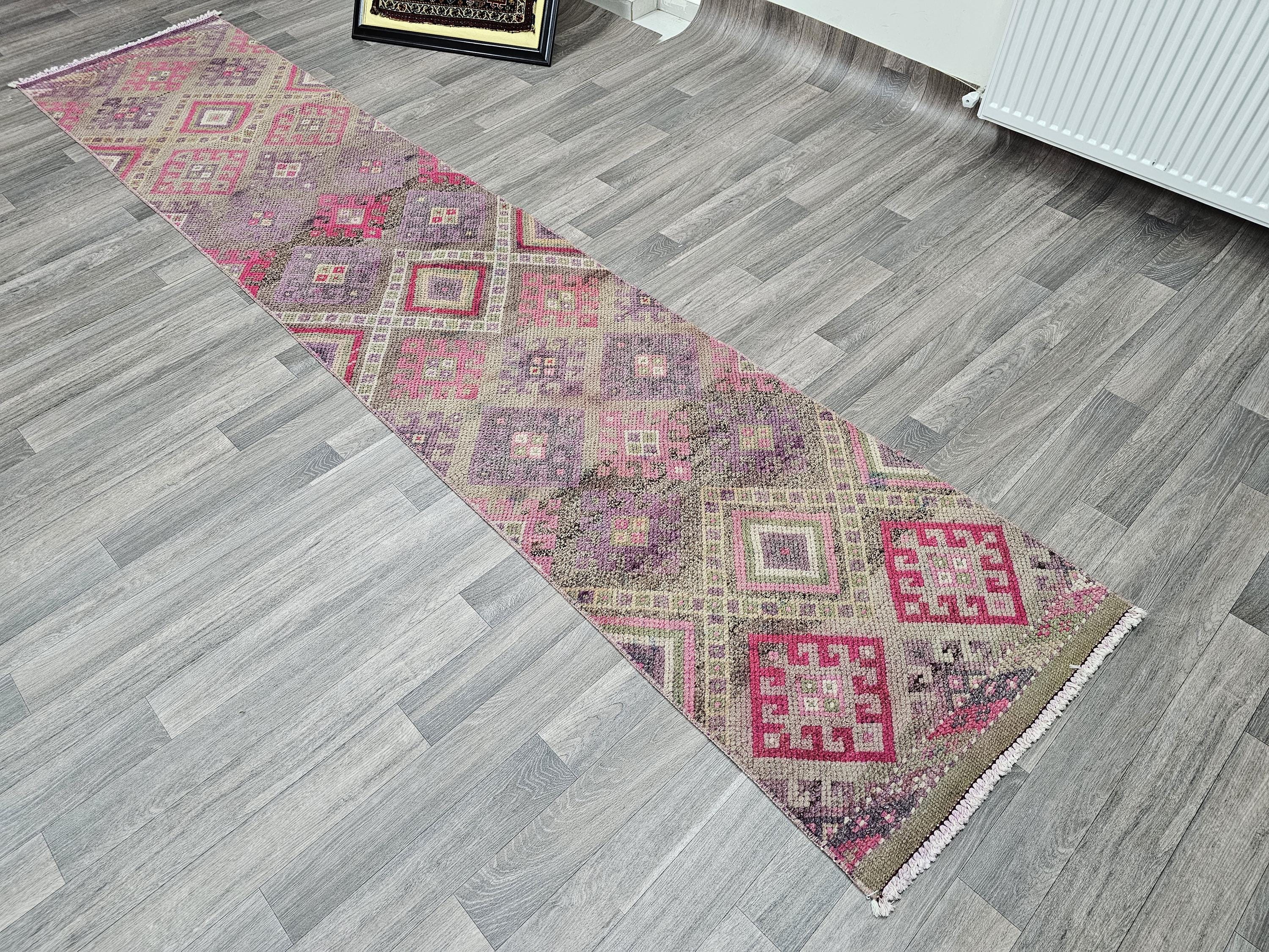 2.25x11 feet Vintage Handmade wool herki Runner traditional