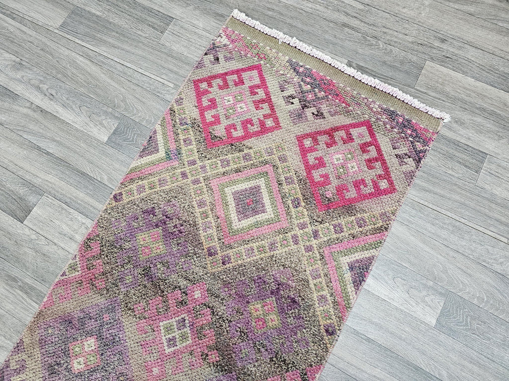 2.25x11 feet Vintage Handmade wool herki Runner traditional