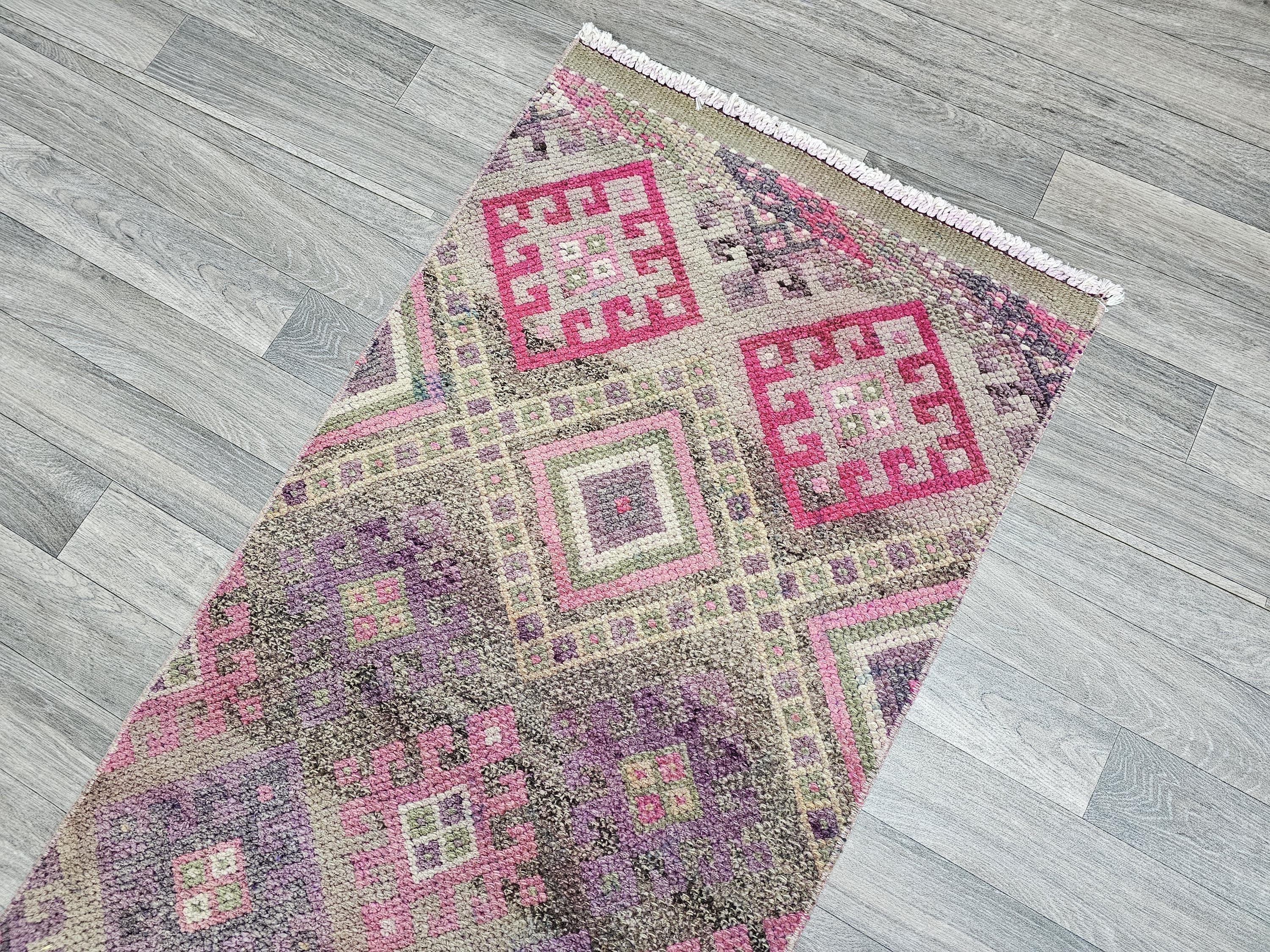 2.25x11 feet Vintage Handmade wool herki Runner traditional