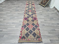 Hand Knotted Wool Runner Rug: Vintage Turkish Herki, 2.40x13 ft