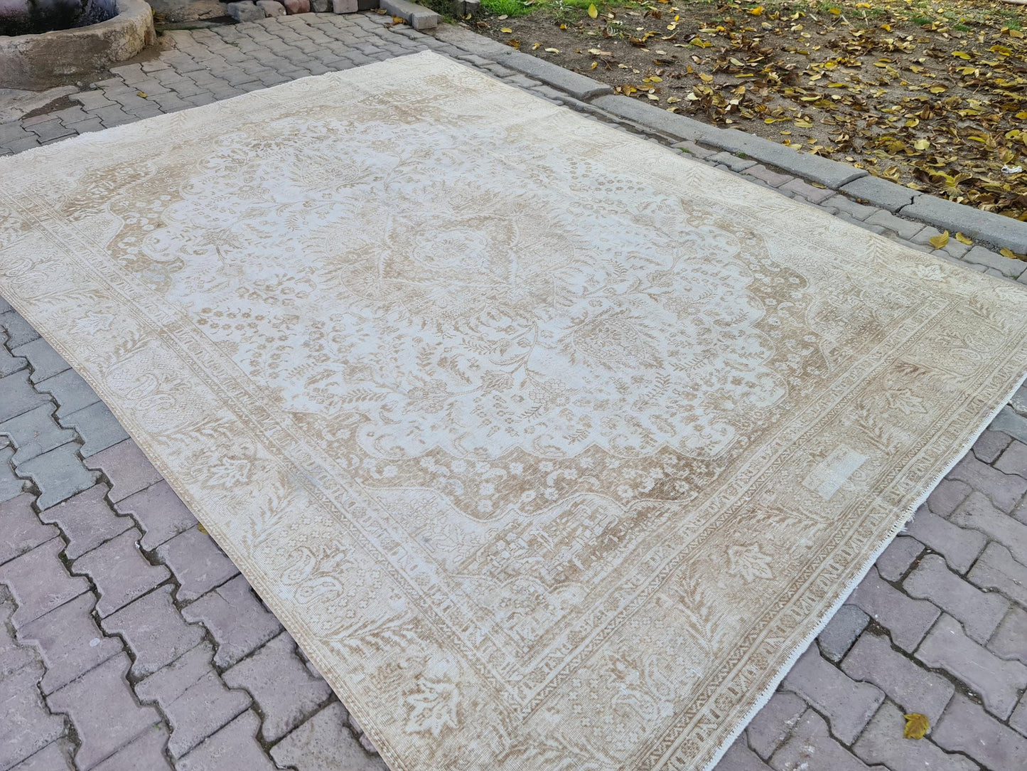 9x12 Neutral Authentic Vintage Area Rug for Livingroom and Bedroom